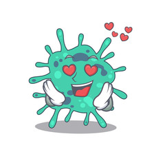 Cute shigella boydii cartoon character has a falling in love face