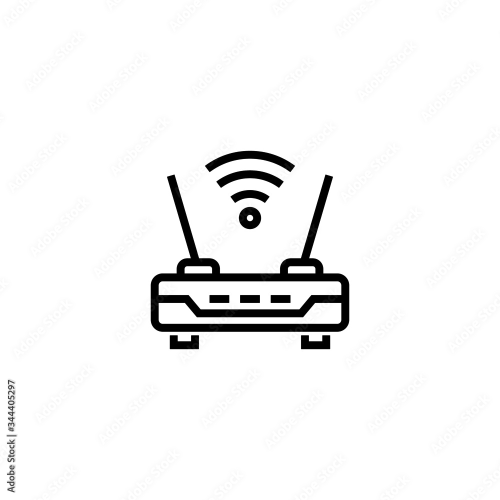 Poster modem vector icon in linear, outline icon isolated on white background