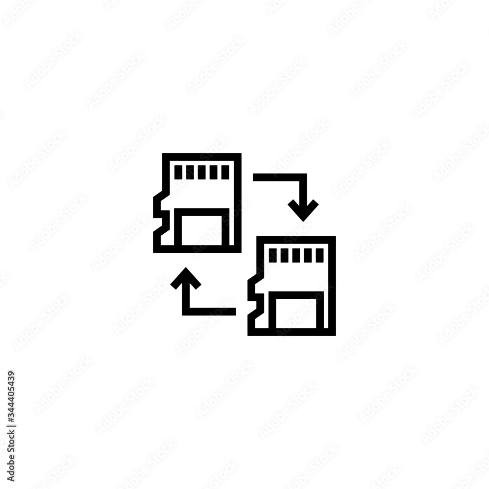 Poster memory transfer vector icon in linear, outline icon isolated on white background