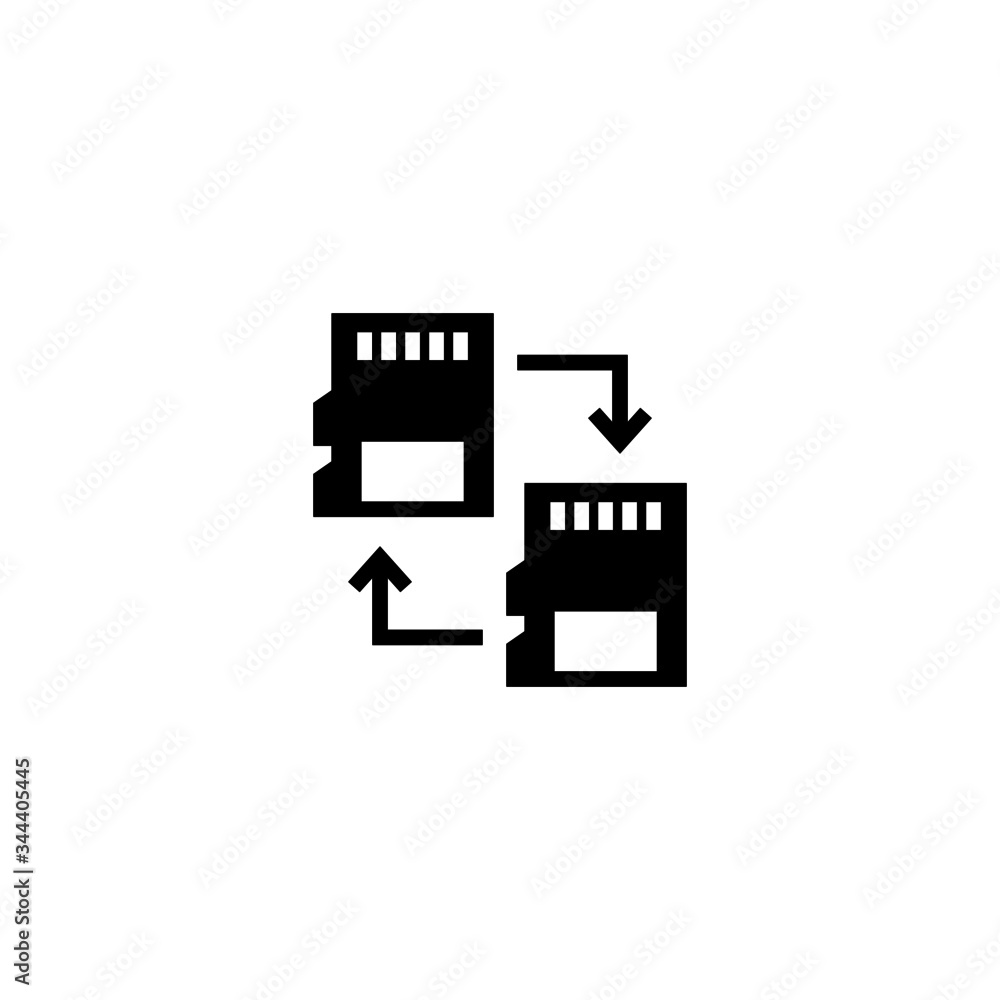 Poster Memory transfer vector icon in black solid flat design icon isolated on white background