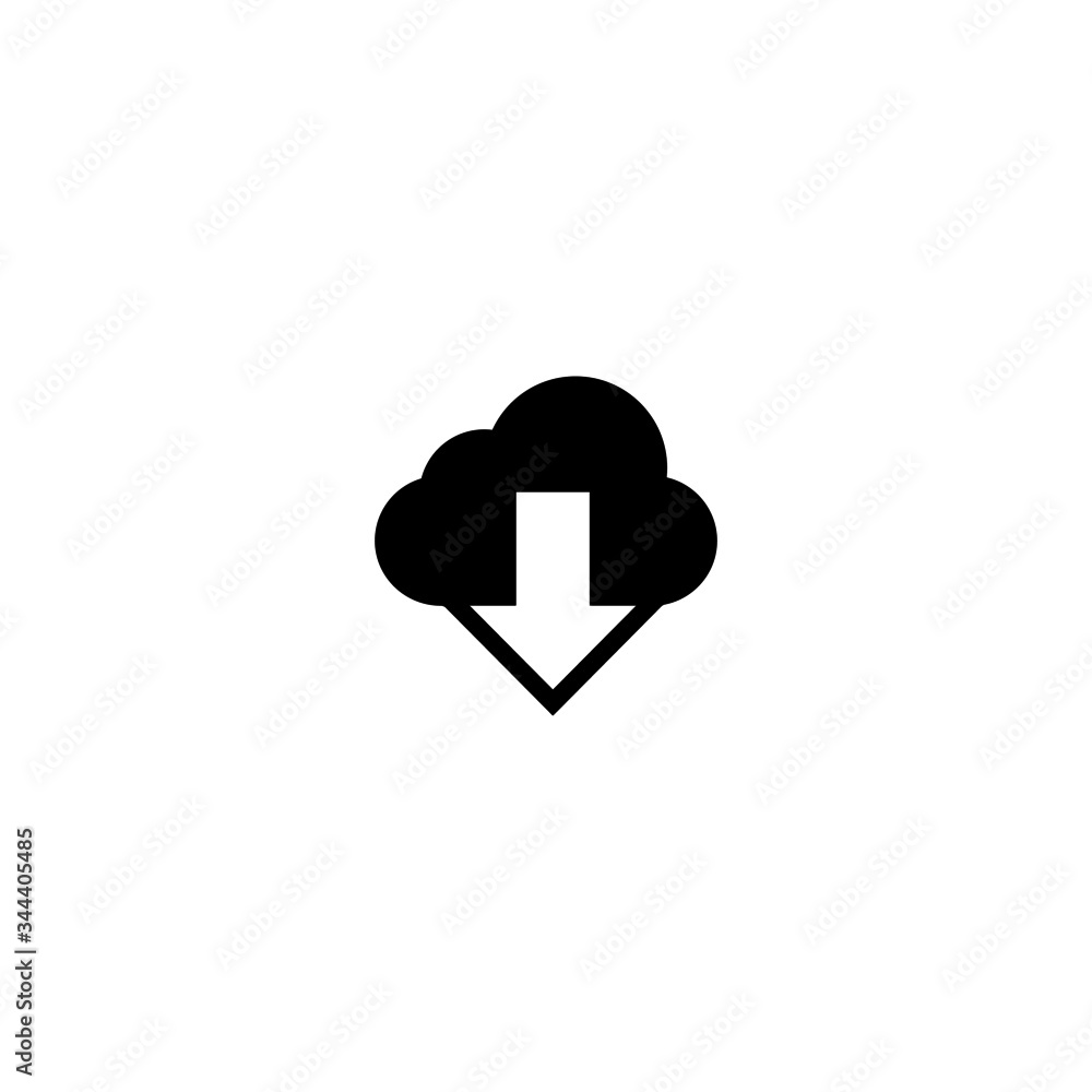 Aufkleber download file from cloud vector icon in black solid flat design icon isolated on white background