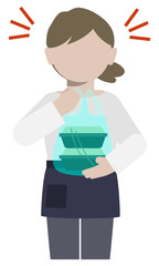 テイクアウトの弁当を持つ女性従業員