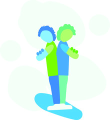 Two friends partners standing together teamwork friendship