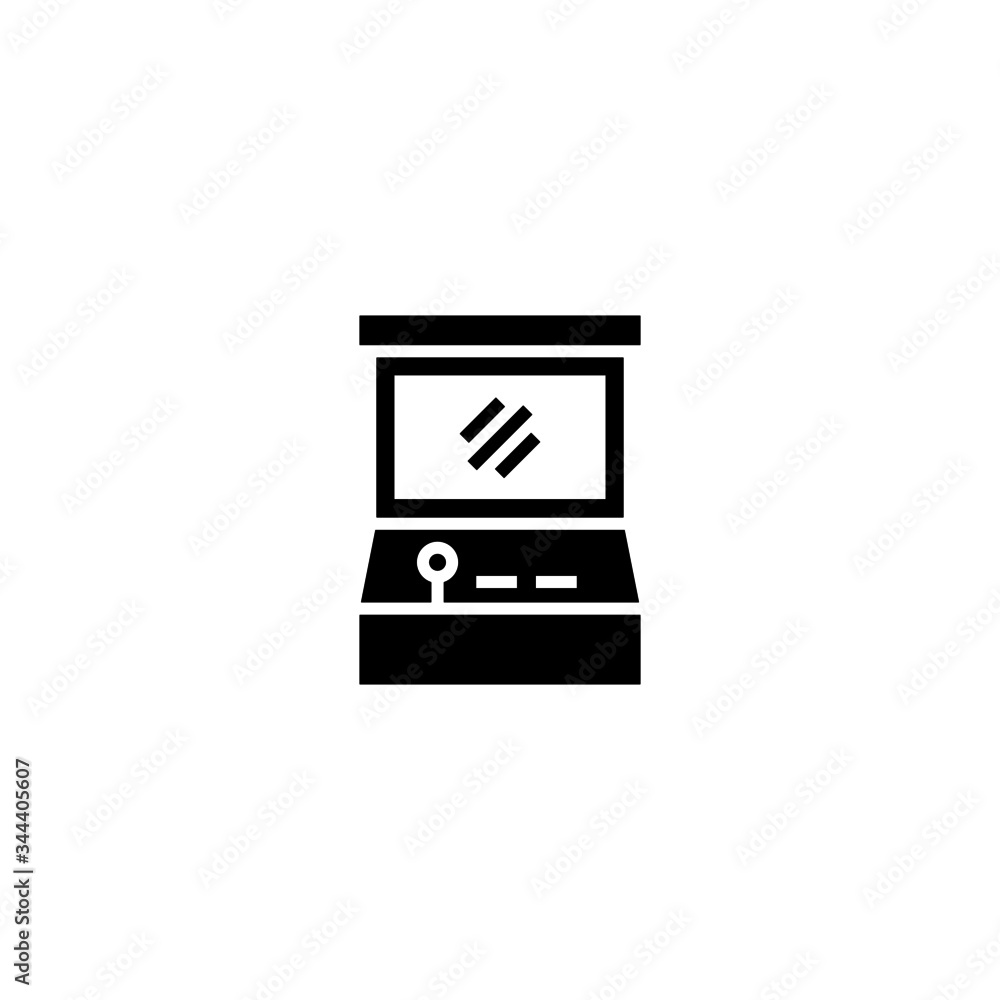 Poster arcade machine vector icon in black solid flat design icon isolated on white background