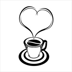 Vector stock logo, abstract sign of cafe, vector template of cafeteria and bistro. Illustration design of silhouette logotype a cup of coffee. Vector icon cup with drink.