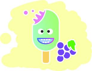 vector ice cream grape juicy green smile cool colorful