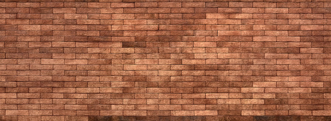 panoramic brown brick wall for background