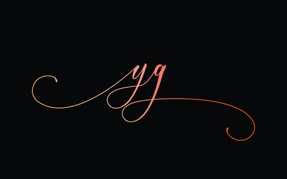 yg or y, g Lowercase Cursive Letter Initial Logo Design, Vector Template