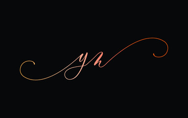 yn or y, n Lowercase Cursive Letter Initial Logo Design, Vector Template - obrazy, fototapety, plakaty