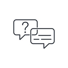 Question answer. Dialogue, interview. Vector linear icon isolated on white background.