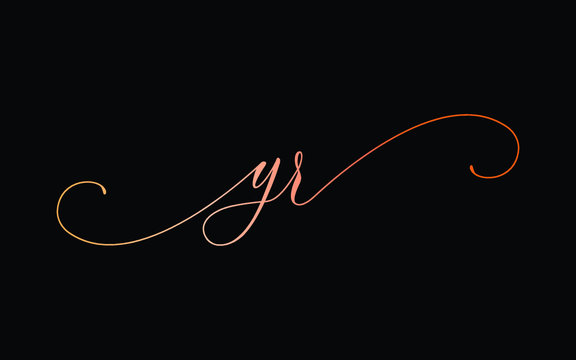 yr or y, r Lowercase Cursive Letter Initial Logo Design, Vector Template