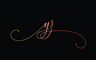 yz or y, z Lowercase Cursive Letter Initial Logo Design, Vector Template