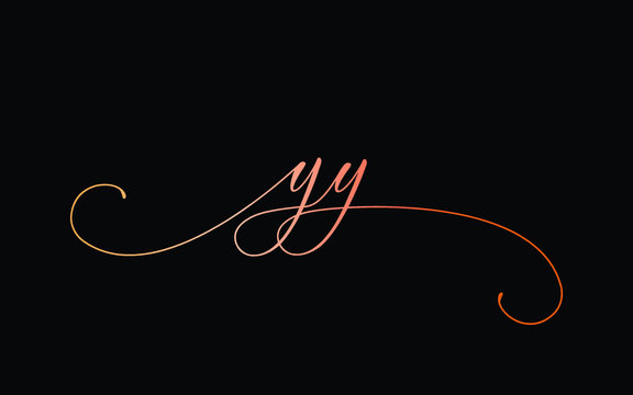 yy or y Lowercase Cursive Letter Initial Logo Design, Vector Template
