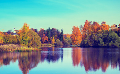 Autumn landscape with lake