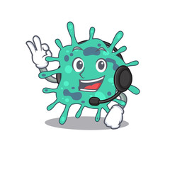 A gorgeous shigella boydii mascot character concept wearing headphone