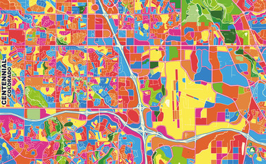 Fototapeta na wymiar Centennial, Colorado, USA, colorful vector map