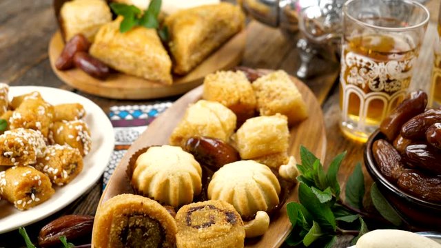 assorted of moroccan pastry- baklava, ramadan