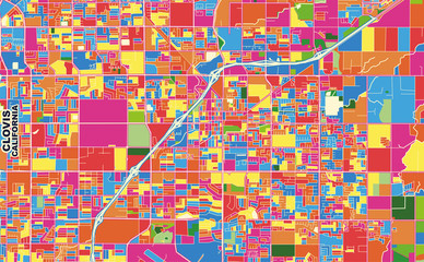 Clovis, California, USA, colorful vector map