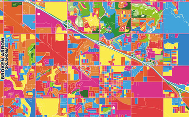 Broken Arrow, Oklahoma, USA, colorful vector map