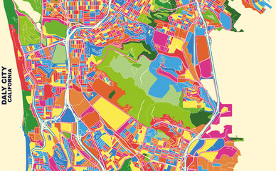 Daly City, California, USA, colorful vector map