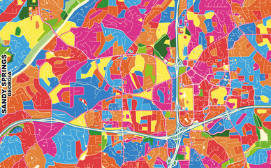 Sandy Springs, Georgia, USA, colorful vector map