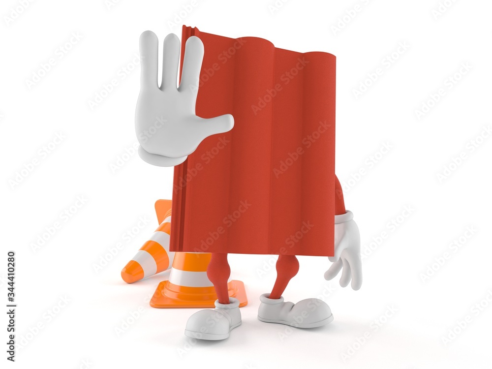 Canvas Prints Roof tile character with stop gesture