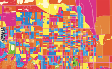 Greeley, Colorado, USA, colorful vector map