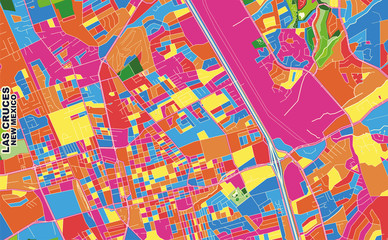 Las Cruces, New Mexico, USA, colorful vector map