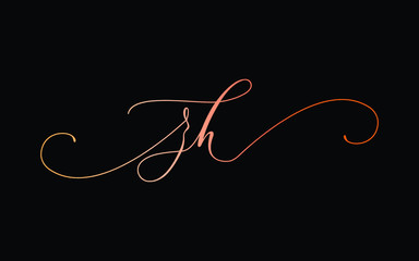 zh or z, h Lowercase Cursive Letter Initial Logo Design, Vector Template