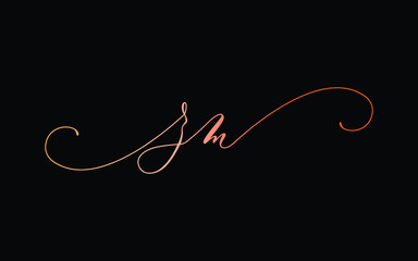 zm or z, m Lowercase Cursive Letter Initial Logo Design, Vector Template