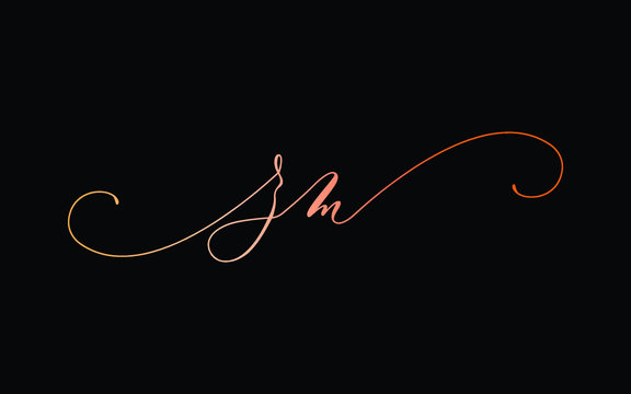 zm or z, m Lowercase Cursive Letter Initial Logo Design, Vector Template