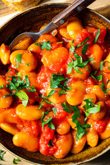 Rustic giant beans with fresh tomato sauce