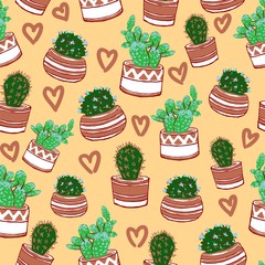 seamless pattern with cactus