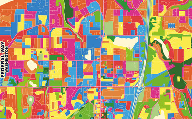 Federal Way, Washington, USA, colorful vector map