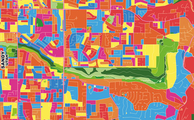 Sandy, Utah, USA, colorful vector map