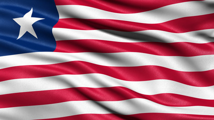 3D illustration of the flag of Liberia waving in the wind. © Carsten Reisinger