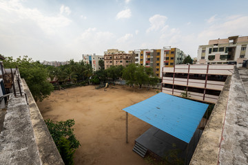 Empty school courtyard in India - 344413267