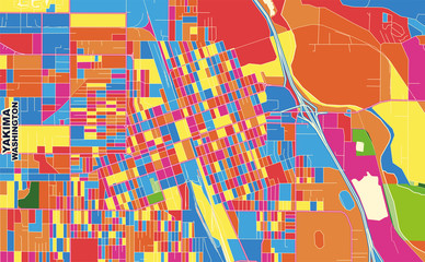 Fototapeta na wymiar Yakima, Washington, USA, colorful vector map