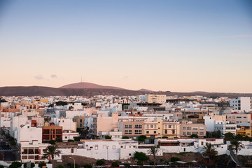 Puerto del Rosario from the Perspective of the cruise ship. Cruise Terminal Fuerteventura. Canary Islands, Spain