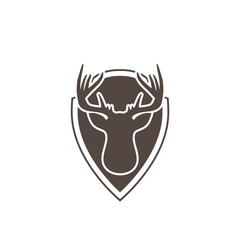 Shield and head deer logo design isolated on white background