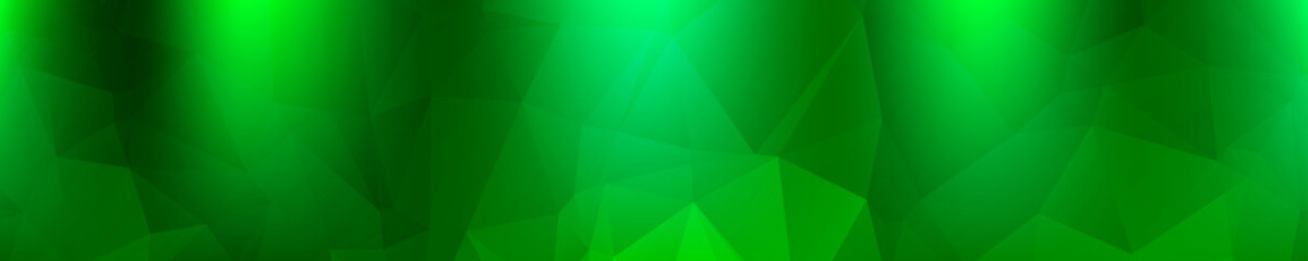 Fototapeta na wymiar Abstract Wide Polygonal Green Triangle Banner Texture Low Poly Design