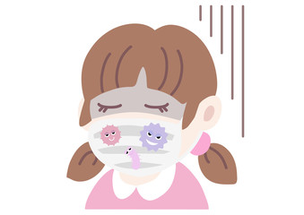 マスクにウイルスが付着した女の子