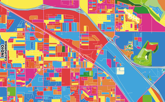 Indio, California, USA, colorful vector map