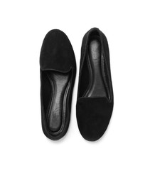 Stylish shoes on white background