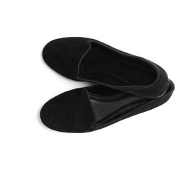 Stylish shoes on white background