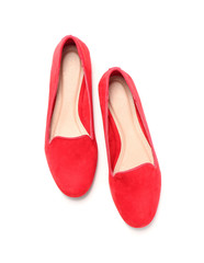 Stylish shoes on white background