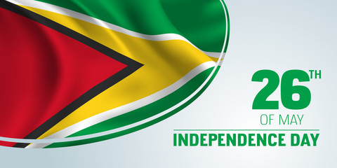 Guyana independence day vector banner, greeting card.