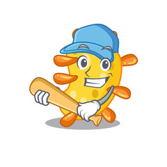 Picture of vibrio cartoon character playing baseball