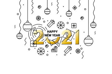 Happy new year 2021 design template. Design for calendar, greeting cards or print. Seasonal holidays flayers, greetings and invitations, Christmas themed congratulations and cards. Vector illustration
