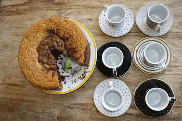 chocolate sponge cake at breakfast